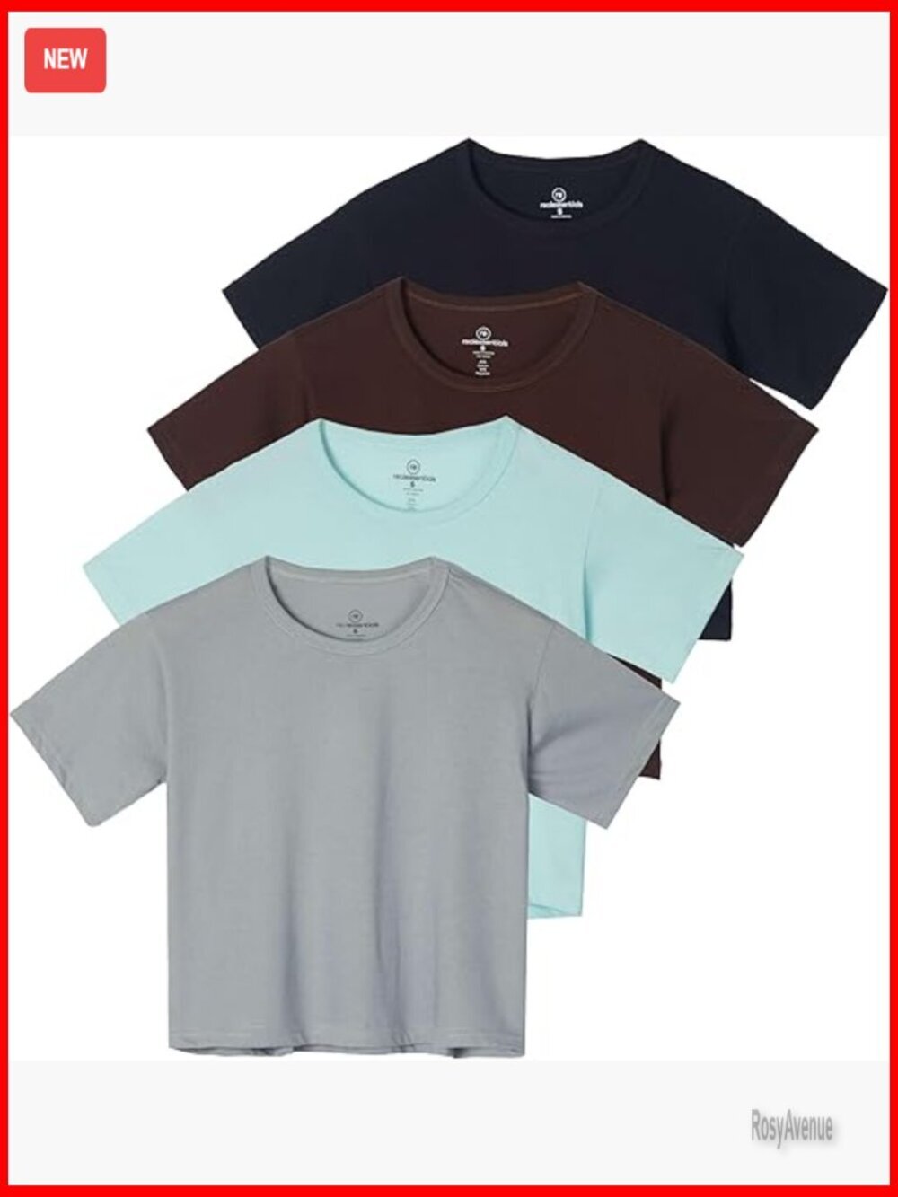 4 Pack Cotton Short Sleeve Crop Top Tees Crew Neck Pull On